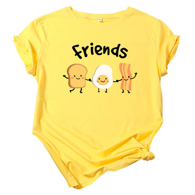 JFUNCY 2023 jauns kokvilnas sieviešu T krekls Vasaras T-krekls ar īsām piedurknēm Labākie draugi Multfilma ar apdruku, sieviešu trikotāžas sieviešu topi