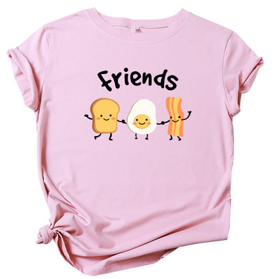 JFUNCY 2023 jauns kokvilnas sieviešu T krekls Vasaras T-krekls ar īsām piedurknēm Labākie draugi Multfilma ar apdruku, sieviešu trikotāžas sieviešu topi