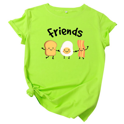 JFUNCY 2023 jauns kokvilnas sieviešu T krekls Vasaras T-krekls ar īsām piedurknēm Labākie draugi Multfilma ar apdruku, sieviešu trikotāžas sieviešu topi