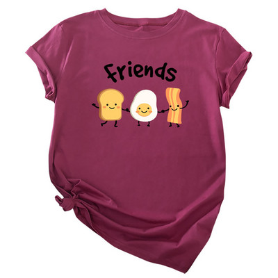 JFUNCY 2023 jauns kokvilnas sieviešu T krekls Vasaras T-krekls ar īsām piedurknēm Labākie draugi Multfilma ar apdruku, sieviešu trikotāžas sieviešu topi