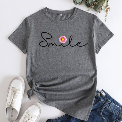 JFUNCY Sieviešu topi ar īsām piedurknēm Sieviešu lielizmēra T-krekli Vasaras kokvilnas T-krekls Sieviešu Grafiskie T krekli Modes Sieviešu Tkrekls