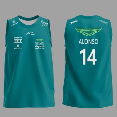 Καλοκαιρινή νέα F1 Formula 1 Racing Tank Top Aston Martin Team Αμάνικη μπλούζα Ισπανός Πρωταθλητής Alonso Οδηγός Ίδιο Top100-4XL