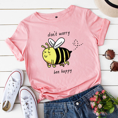 JFUNCY túlméretezett felső Női Aranyos méhecske Grafikus pólók Női póló Pamut rövid ujjú póló Női póló Nyári női ruházat