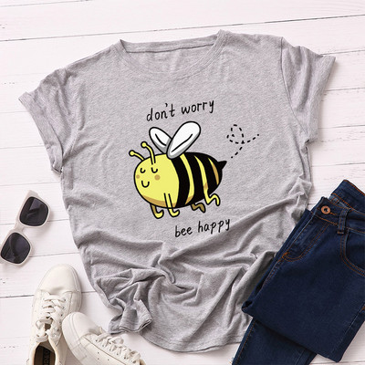 JFUNCY túlméretezett felső Női Aranyos méhecske Grafikus pólók Női póló Pamut rövid ujjú póló Női póló Nyári női ruházat