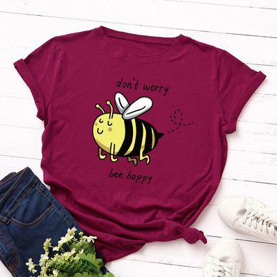 JFUNCY túlméretezett felső Női Aranyos méhecske Grafikus pólók Női póló Pamut rövid ujjú póló Női póló Nyári női ruházat