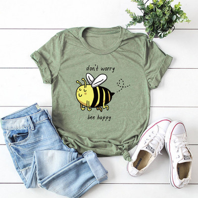 JFUNCY túlméretezett felső Női Aranyos méhecske Grafikus pólók Női póló Pamut rövid ujjú póló Női póló Nyári női ruházat