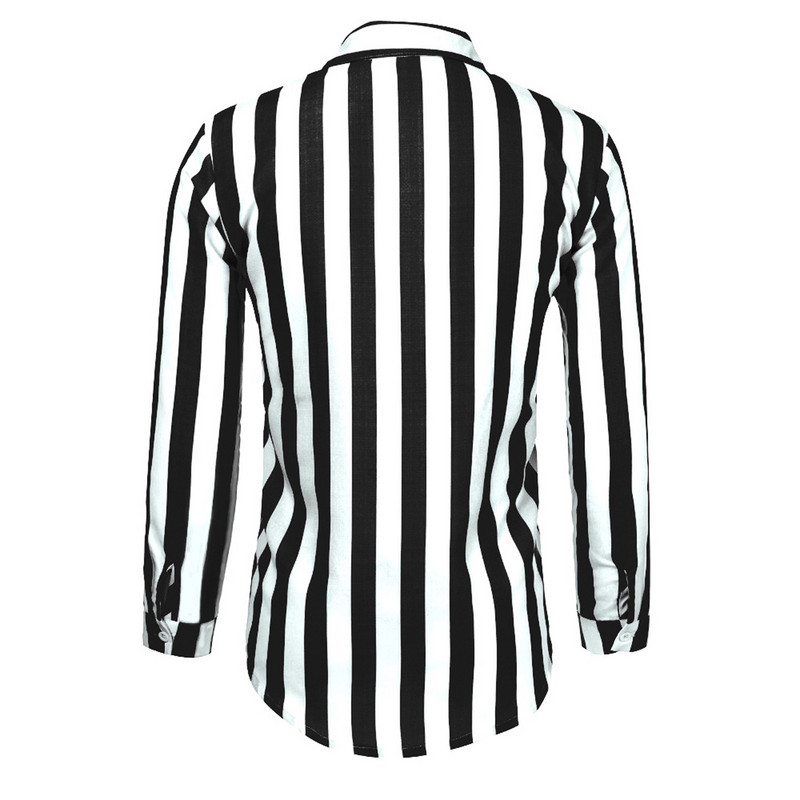 Férfi alkalmi ing Függőleges csíkos karcsúsított blúzok Hosszú ujjú gombos ing Egysoros férfi ingek felsők