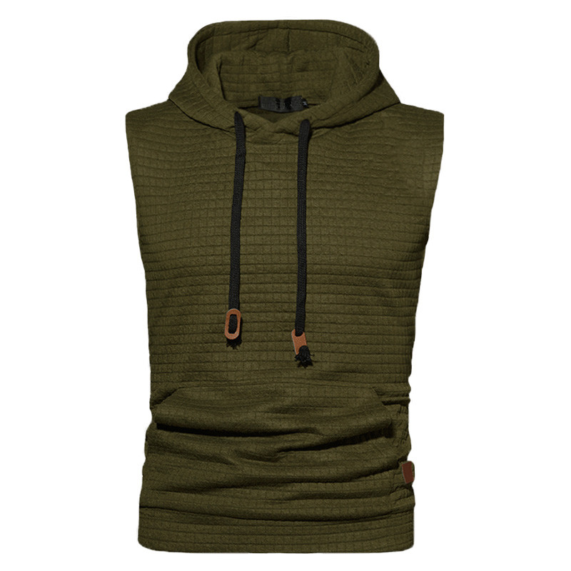 Ανδρικό φανελάκι καλοκαιρινό CasualSolid αμάνικο μπλουζάκι με κουκούλα Streetwear Bodybuilding γιλέκο πλεκτό με κουκούλα πουλόβερ Αθλητικά ρούχα