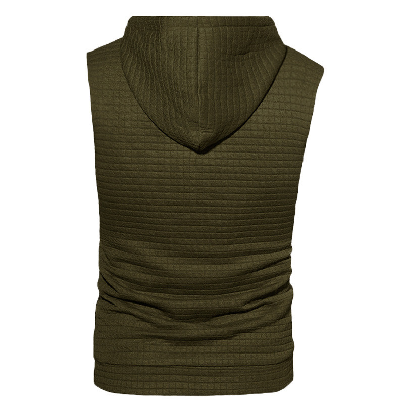 Ανδρικό φανελάκι καλοκαιρινό CasualSolid αμάνικο μπλουζάκι με κουκούλα Streetwear Bodybuilding γιλέκο πλεκτό με κουκούλα πουλόβερ Αθλητικά ρούχα