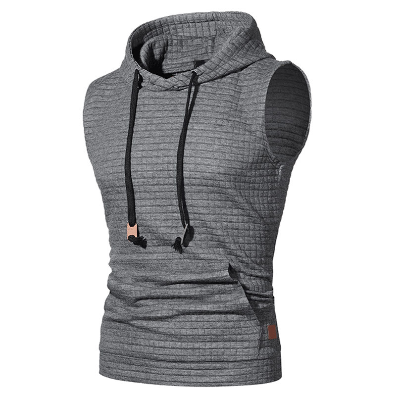 Ανδρικό φανελάκι καλοκαιρινό CasualSolid αμάνικο μπλουζάκι με κουκούλα Streetwear Bodybuilding γιλέκο πλεκτό με κουκούλα πουλόβερ Αθλητικά ρούχα