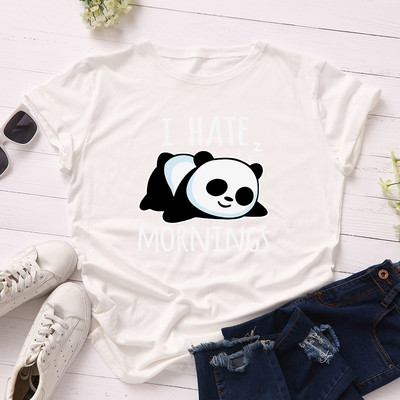 JFUNCY Lazy Panda Print T-särk Korea naiste puuvillane T-särk Suvised T-särgid Lühikeste varrukatega naiste T-särk Naiste särgid