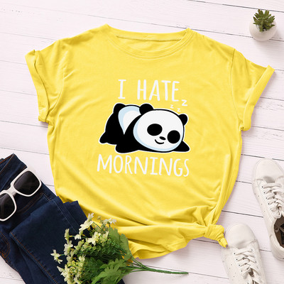 JFUNCY Lazy Panda Print T-särk Korea naiste puuvillane T-särk Suvised T-särgid Lühikeste varrukatega naiste T-särk Naiste särgid