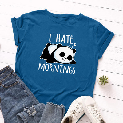 JFUNCY Lazy Panda Print T-särk Korea naiste puuvillane T-särk Suvised T-särgid Lühikeste varrukatega naiste T-särk Naiste särgid