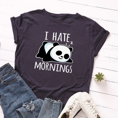 JFUNCY Lazy Panda Print T-särk Korea naiste puuvillane T-särk Suvised T-särgid Lühikeste varrukatega naiste T-särk Naiste särgid