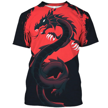 Нова 3D мъжка тениска Dragon Print 2023 Лято 2023 г. Тениска с кръгло деколте с къс ръкав Извънгабаритни широки мъжки дрехи Ежедневен суичър