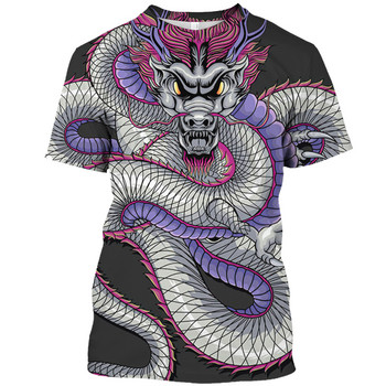 Νέο τρισδιάστατο ανδρικό μπλουζάκι Dragon Print 2023 Summer Crew κοντό μανίκι μπλουζάκι μεγάλου μεγέθους, χαλαρό ανδρικό μπλουζάκι casual φούτερ