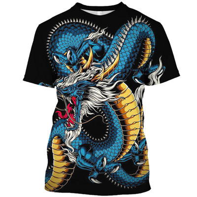 Uus 3D meeste T-särk Dragon Print 2023 Summer Crew kaelusega lühikeste varrukatega triiksärk Oversized lahtised meeste riided vabaaja dressipluus