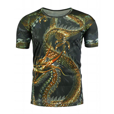 Uus 3D meeste T-särk Dragon Print 2023 Summer Crew kaelusega lühikeste varrukatega triiksärk Oversized lahtised meeste riided vabaaja dressipluus