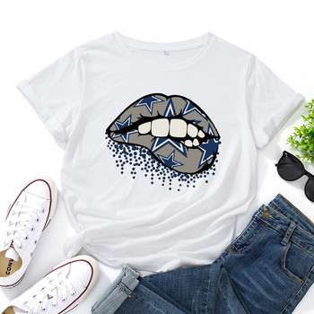 JFUNCY 5XL Γυναικείο βαμβακερό T-shirt Lips Graphic print Loose Tees Κοντό μανίκι Γυναικείο Casual T-shirt Καλοκαιρινό γυναικείο μπλουζάκι