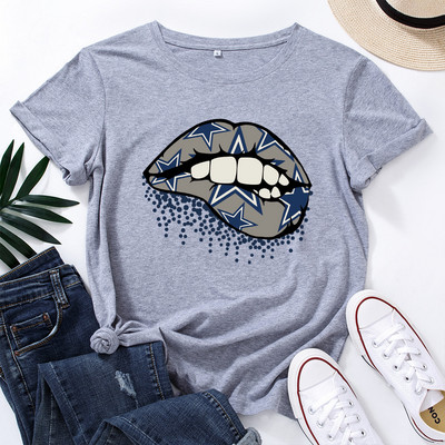 JFUNCY 5XL női pamut póló ajak grafikai nyomat bő póló rövid ujjú női alkalmi póló nyári női felsők