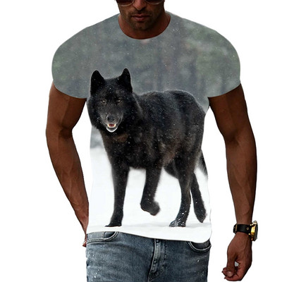 Nyáron új 3D Animal Wolf Férfi póló Divat Alkalmi Trend Személyiség Nyomtatott rövid ujjú pólók Hip Hop harajuku utcai viselet