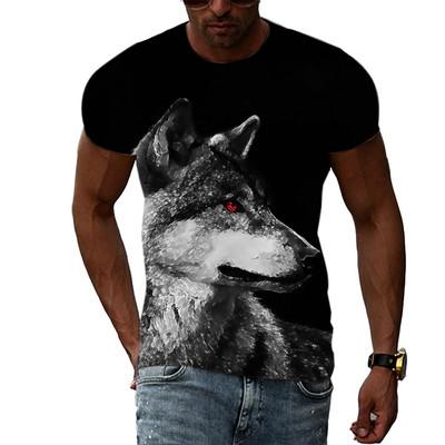 Nyáron új 3D Animal Wolf Férfi póló Divat Alkalmi Trend Személyiség Nyomtatott rövid ujjú pólók Hip Hop harajuku utcai viselet