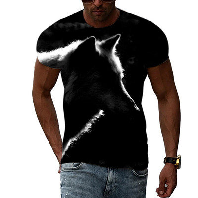 Nyáron új 3D Animal Wolf Férfi póló Divat Alkalmi Trend Személyiség Nyomtatott rövid ujjú pólók Hip Hop harajuku utcai viselet