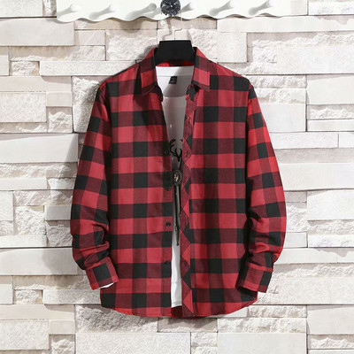 Ανδρικά πουκάμισα Oversized Μόδα Harajuku Πουκάμισα Μακρυμάνικα Casual πουκάμισα Outwear Loose Top Μπλούζες Streetwear Ανδρικά ρούχα M-5XL