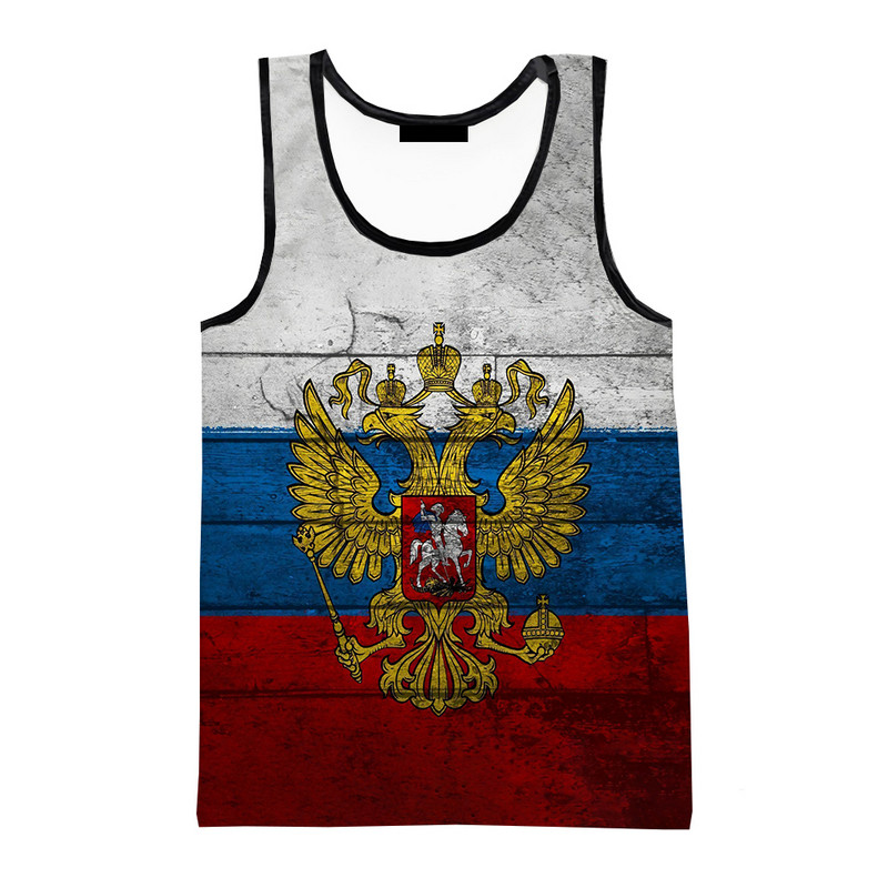2023 New Russia Bear 3D Majice bez rukava Muški prsluk s printom ruske zastave Ženske ležerne majice bez rukava Hip Hop Streetwear Prevelike majice