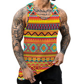 Boho Vintage Graphic Tank Tops Bărbați Nou Ocazional de Vară Curele O Gât fără mâneci Camisole Sport Fitness Îmbrăcăminte Vestă de modă pentru bărbați