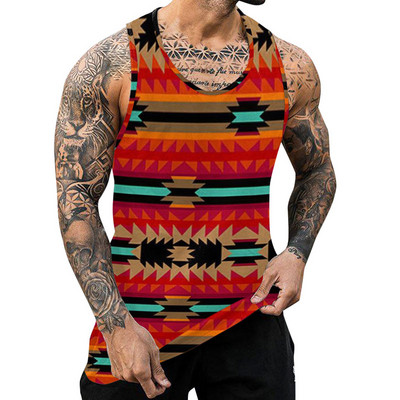 Boho Vintage Graphic Tank Tops Bărbați Nou Ocazional de Vară Curele O Gât fără mâneci Camisole Sport Fitness Îmbrăcăminte Vestă de modă pentru bărbați