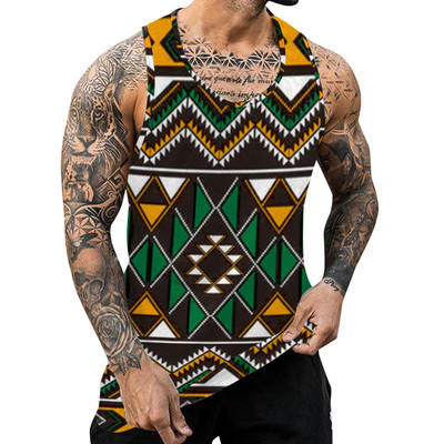 Boho Vintage Graphic Tank Tops Bărbați Nou Ocazional de Vară Curele O Gât fără mâneci Camisole Sport Fitness Îmbrăcăminte Vestă de modă pentru bărbați