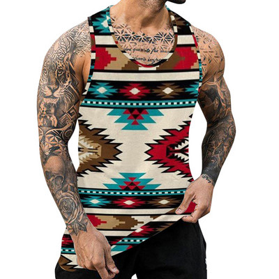Boho Vintage Graphic Tank Tops Bărbați Nou Ocazional de Vară Curele O Gât fără mâneci Camisole Sport Fitness Îmbrăcăminte Vestă de modă pentru bărbați