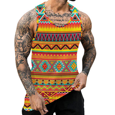 Boho Vintage Graphic Tank Tops Bărbați Nou Ocazional de Vară Curele O Gât fără mâneci Camisole Sport Fitness Îmbrăcăminte Vestă de modă pentru bărbați