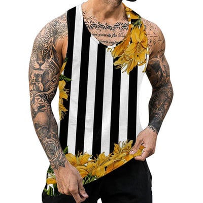 Boho Vintage Graphic Tank Tops Bărbați Nou Ocazional de Vară Curele O Gât fără mâneci Camisole Sport Fitness Îmbrăcăminte Vestă de modă pentru bărbați