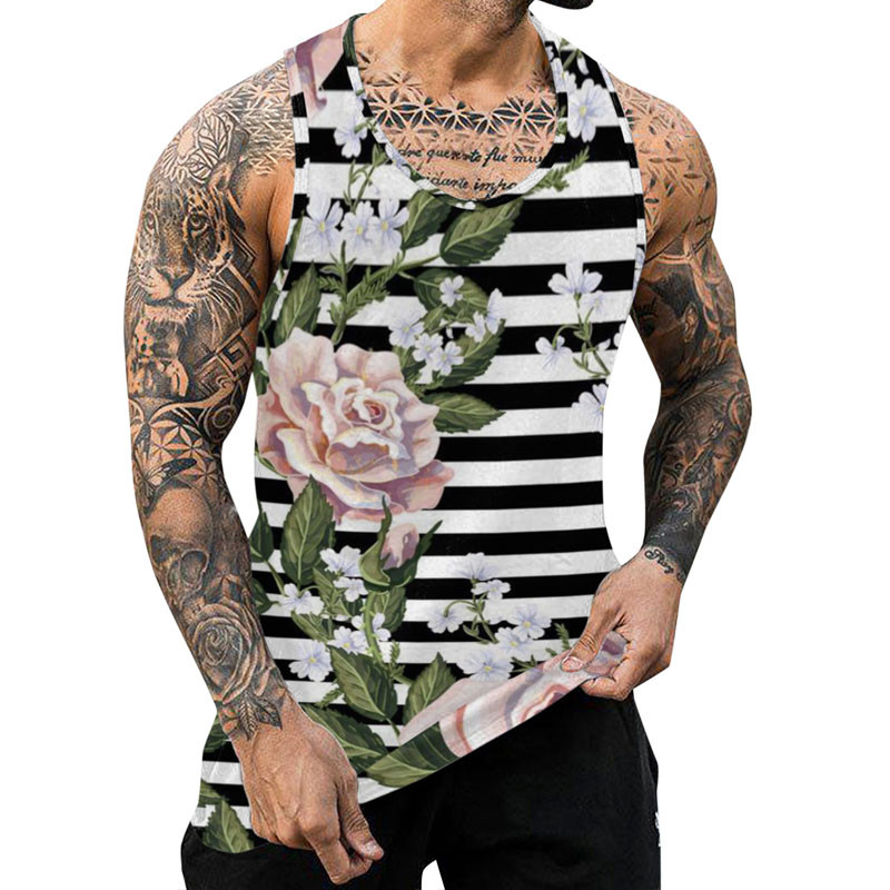 Boho Vintage Graphic Tank Tops Bărbați Nou Ocazional de Vară Curele O Gât fără mâneci Camisole Sport Fitness Îmbrăcăminte Vestă de modă pentru bărbați
