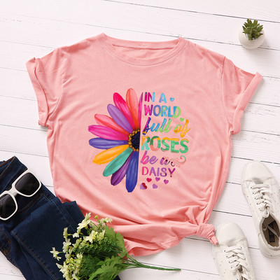 JFUNCY 100% βαμβακερό καλοκαιρινό μπλουζάκι Creative printed New Daisies γυναικείο μπλουζάκι κοντομάνικο γυναικείο μπλουζάκι γυναικείο μπλουζάκι