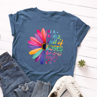 JFUNCY 100% βαμβακερό καλοκαιρινό μπλουζάκι Creative printed New Daisies γυναικείο μπλουζάκι κοντομάνικο γυναικείο μπλουζάκι γυναικείο μπλουζάκι