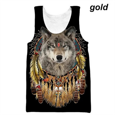 2023 Animal Wolf 3D felsők Harajuku divat alkalmi ujjatlan felsők férfi női nyári sport utcai ruházat Fitness Cool mellény póló