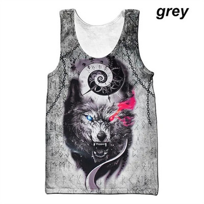 2023 Animal Wolf 3D felsők Harajuku divat alkalmi ujjatlan felsők férfi női nyári sport utcai ruházat Fitness Cool mellény póló