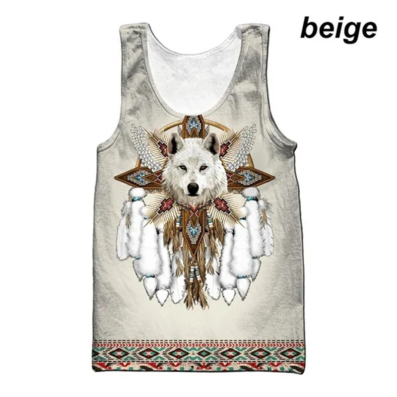 2023 Animal Wolf 3D felsők Harajuku divat alkalmi ujjatlan felsők férfi női nyári sport utcai ruházat Fitness Cool mellény póló