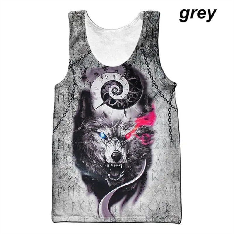 2023 Animal Wolf 3D felsők Harajuku divat alkalmi ujjatlan felsők férfi női nyári sport utcai ruházat Fitness Cool mellény póló