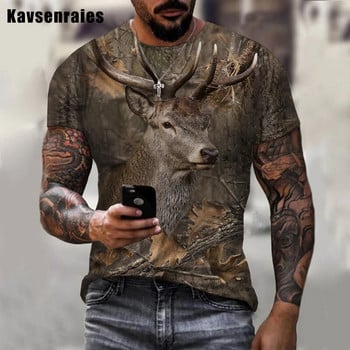 Καμουφλάζ Κυνήγι Ζώα Αγριογούρουνο 3D T-shirt Ανδρικά Γυναικεία Καλοκαιρινή μόδα Casual κοντά μανίκια Harajuku Streetwear Oversized μπλουζάκια