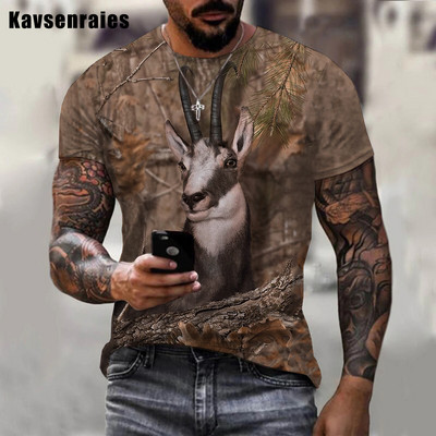 Maskovacie poľovnícke zvieratá diviak 3D tričko muži ženy letná móda ležérne krátky rukáv Harajuku streetwear nadrozmerné topy