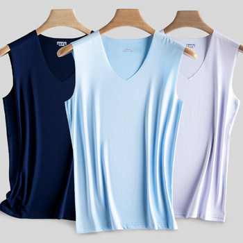 Καλοκαιρινό ανδρικό μπλουζάκι με ρούχα γυμναστικής Ice μεταξωτό μπλουζάκι για άντρες χωρίς ραφές Casual αμάνικο μπλουζάκι με λαιμόκοψη σε σχήμα V Ανδρικά ρούχα