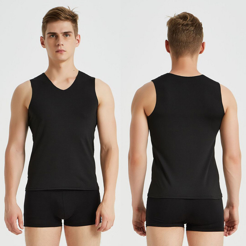 Καλοκαιρινό ανδρικό μπλουζάκι με ρούχα γυμναστικής Ice μεταξωτό μπλουζάκι για άντρες χωρίς ραφές Casual αμάνικο μπλουζάκι με λαιμόκοψη σε σχήμα V Ανδρικά ρούχα