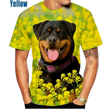 Нова модна тениска със сладко домашно куче ротвайлер с 3D печат Мъжка и дамска лятна ежедневна забавна тениска с къс ръкав XS~5XL