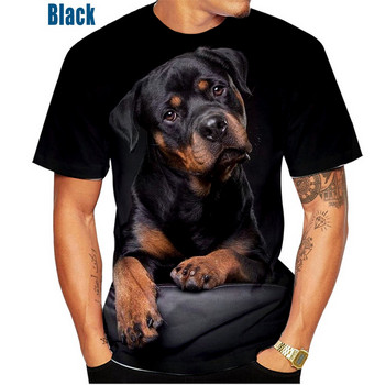 Нова модна тениска със сладко домашно куче ротвайлер с 3D печат Мъжка и дамска лятна ежедневна забавна тениска с къс ръкав XS~5XL