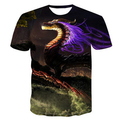 2022. gada karstā izpārdošana. Modes vīriešu un sieviešu topi ar īsām piedurknēm ar 3d hameleona apdruku Lielizmēra T-krekls Liela izmēra krekls ar apaļu kaklu