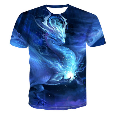 2022. gada karstā izpārdošana. Modes vīriešu un sieviešu topi ar īsām piedurknēm ar 3d hameleona apdruku Lielizmēra T-krekls Liela izmēra krekls ar apaļu kaklu